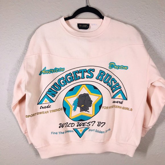 Vintage Pink Blue and Gold Nuggets Rush Crew Neck Sweatshirt - Picture 1 of 8